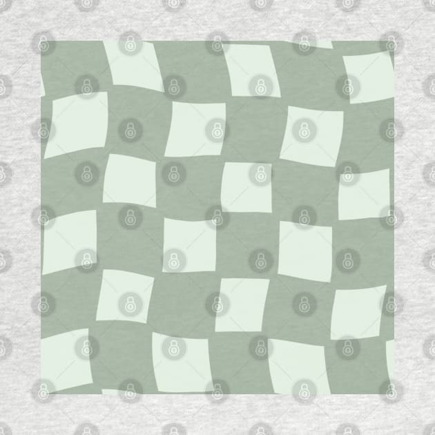 Abstract Checker Board - muted sage green by JuneNostalgia